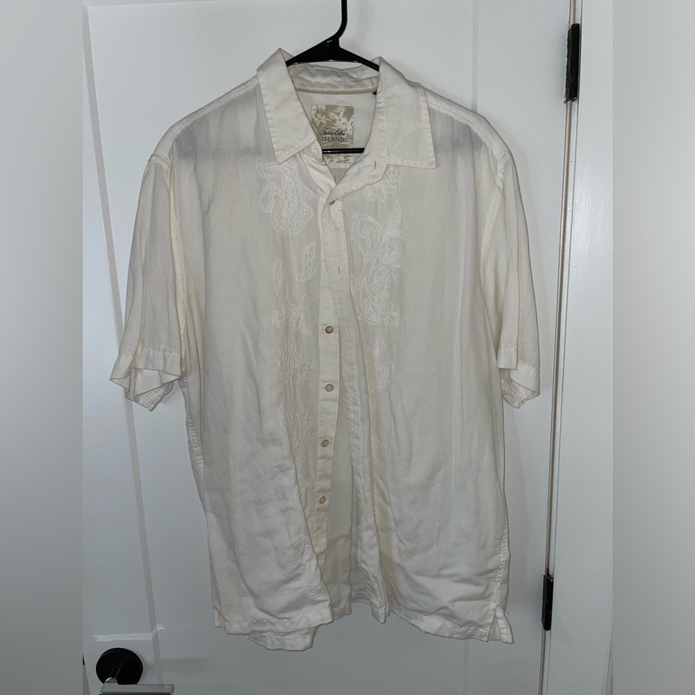 White cotton linen blend shirt